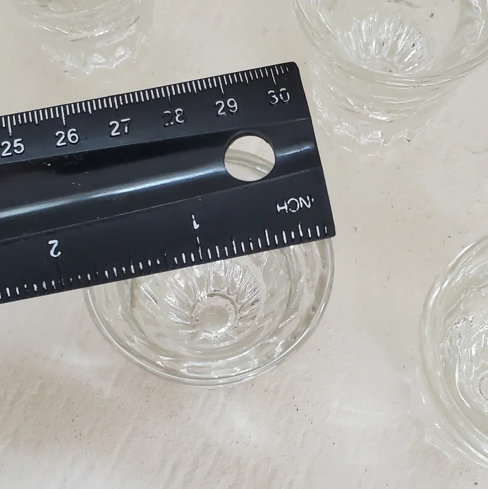 Vintage MCM, Ice Bucket + 5 Federal Glass Shotglasses, Fluted, EUC